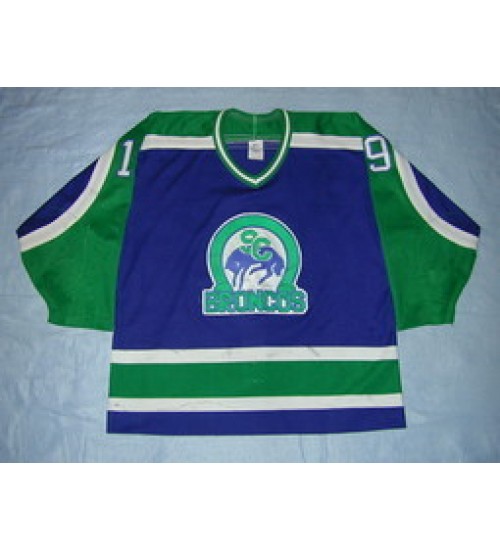 Custom WHL Swift Current Broncos 90 91 Kimbi Daniels Road Hockey Jersey Blue